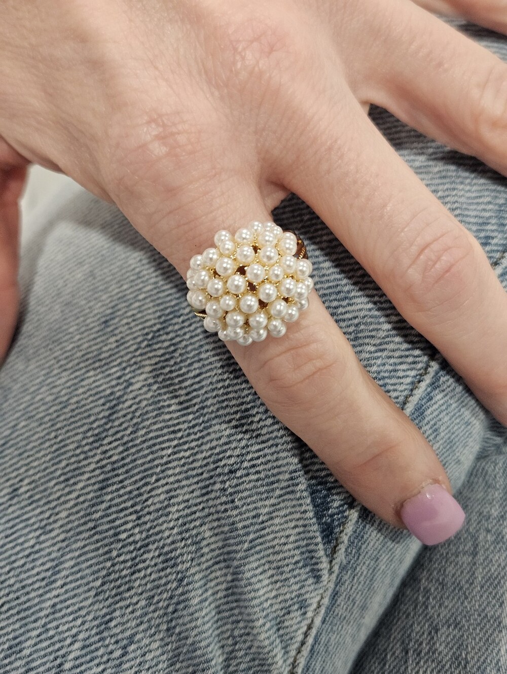 Cluster Pearl Statement Ring - White Pearls - Picture 2 of 16